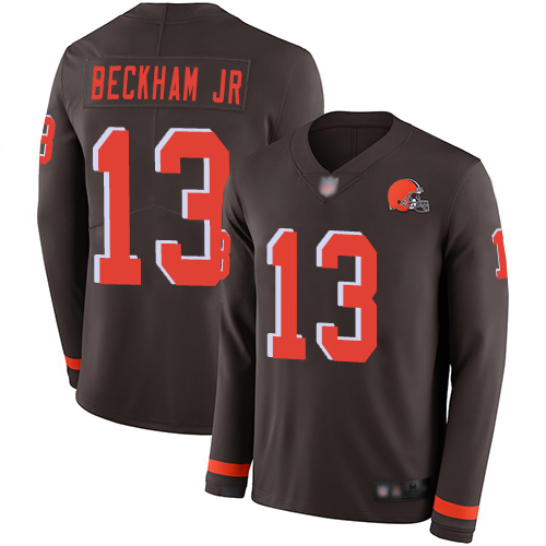 Cleveland Browns Odell Beckham Jr Men Brown Limited Jersey #13 NFL Football Therma Long Sleeve->cleveland browns->NFL Jersey
